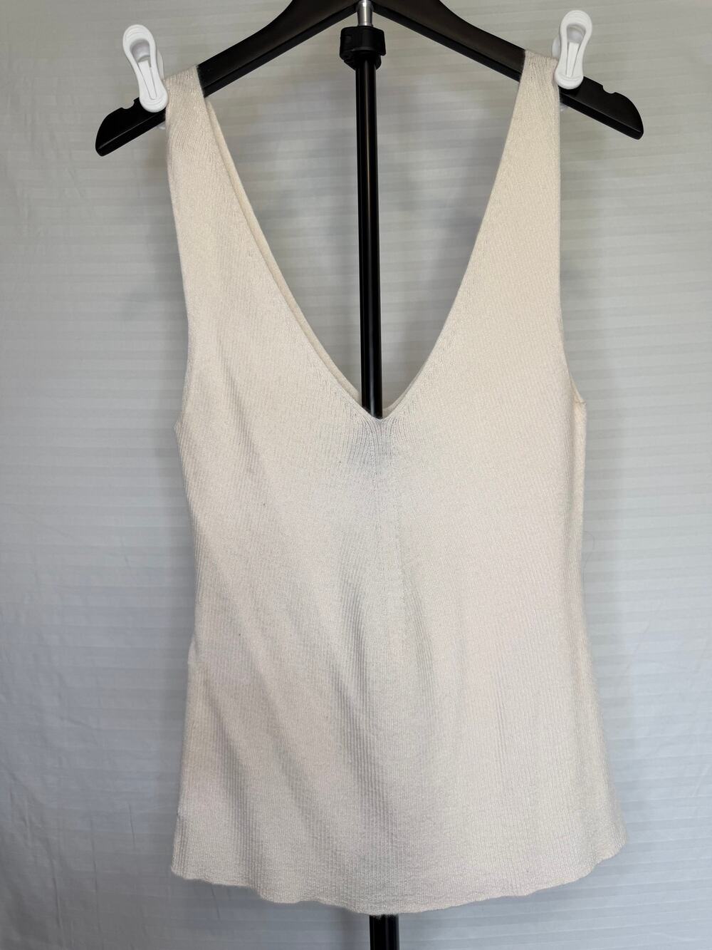 Altuzarra 100% Cashmere Ivory V-Neck Knit Tank Top XL New Without Tags